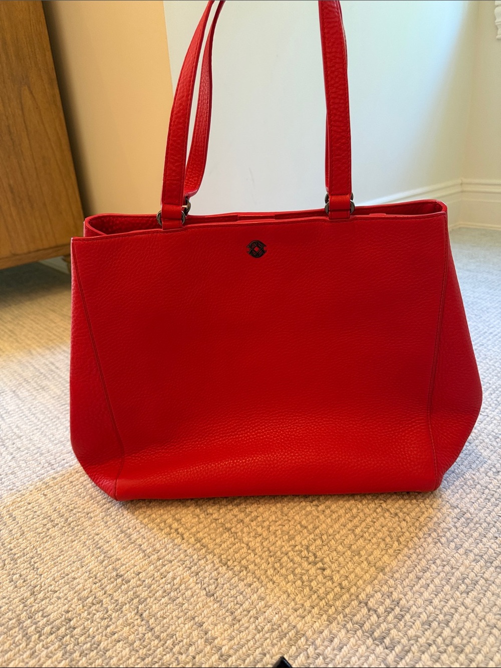 Dagne Dover Bold Red Leather Tote